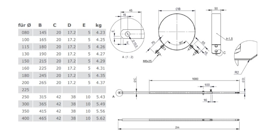 Aperçu: Haubanage 2 points avec collier - TEC-DW-CLASSIC et TEC-DW-SILVER