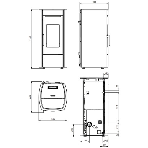 Aperçu: Poêle à granulés La Nordica Extraflame Marina Idro H13 | 17,5 kW Hydro