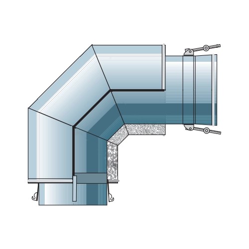 V-Coude 90° (pour ligne de jonction étanche) - double paroi - Raab DW-Alkon