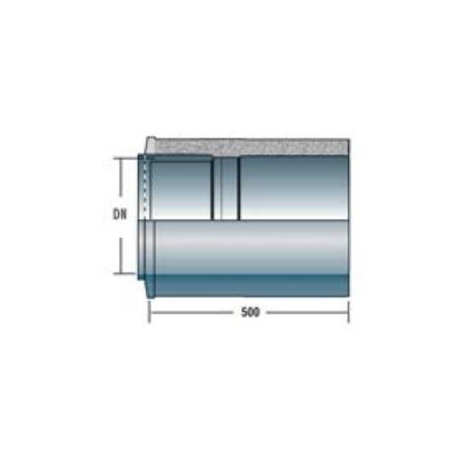 Rohr 500 mm mit Doppelwandfutter und Klemmband - doppelwandig - Raab DW-FU