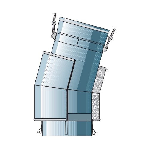 V-Coude 15° (pour ligne de jonction étanche) - double paroi - Raab DW-Alkon