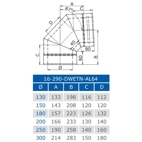 Aperçu: Coude 87° (P1) - double paroi - Jeremias DW-BLACK