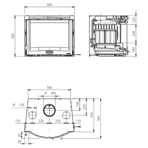 Insert à bois 70 L 4.0 Ventilato 8 kW - Insert La Nordica