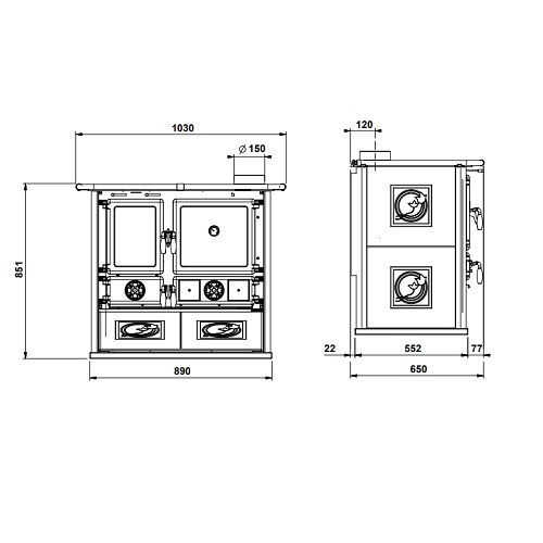 Aperçu: Cuisinière à bois La Nordica Rosa 5.0 - Ceramica 8,8 kW