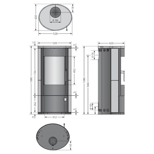 Aperçu: Poêle a bois Justus Austin 5 | 5 kW