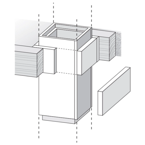 Cheminée légère - Bande Promat 300 x 1200 mm t = 40 mm pour traversée de plafond en bois - Raab L90