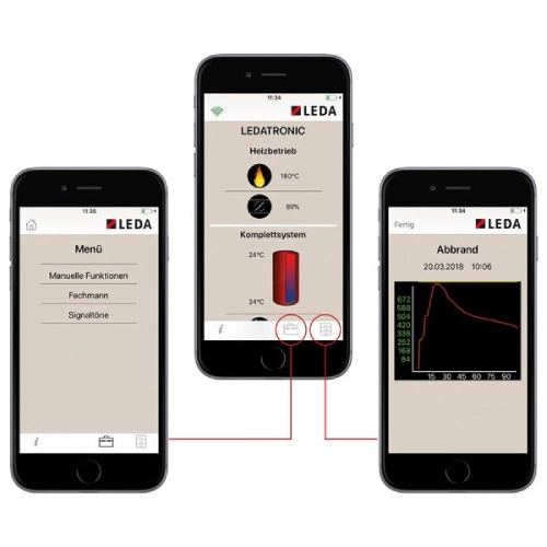 Accessoires cheminée Leda - LEDATRONIC LT3 WiFi (inserts de chauffage avec manchon d'air de combustion de Ø 125 mm)