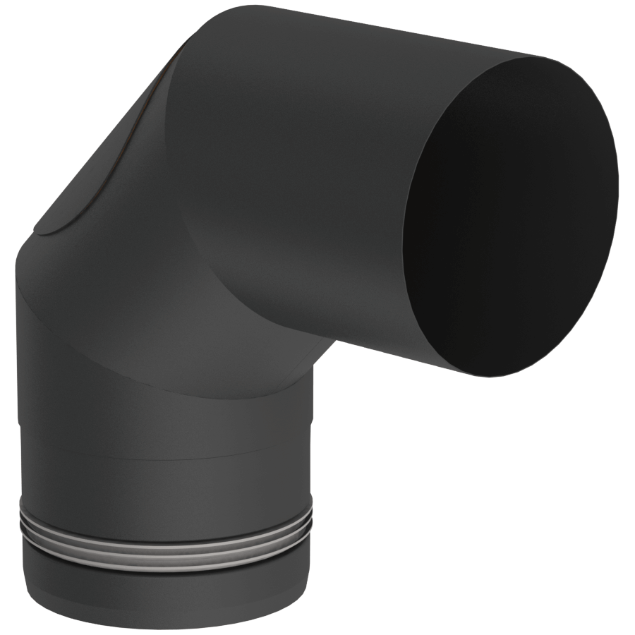 Winkel 90° starr mit Revision, schwarz lackiert