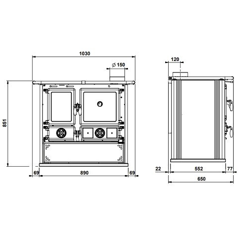 Aperçu: Cuisinière à bois La Nordica Rosa 5.0 - Steel 8,8 kW