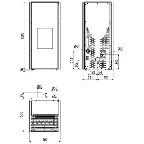 Aperçu: Poêle à granulés MCZ KLIN Comfort Air 8 M1 8,1 kW