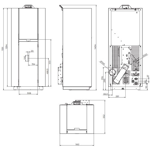 Aperçu: Poêle à granulés Royal Idro Wall 12 | 12,4 kW hydro