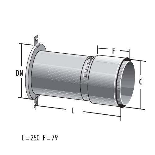 Anschlussteil 160 mm für ungleiche Rauchrohranschlüsse - einwandig - Raab EW-FU