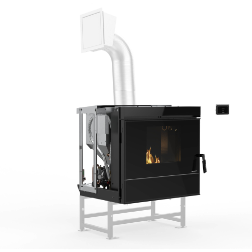 Insert cheminée à pellets Palazzetti Ecofire Idro V24 23,8 kW avec  ventilateur d'air ambiant