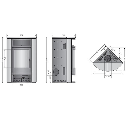 Aperçu: Poêle à bois Oranier Polar Eck 6,5 kW