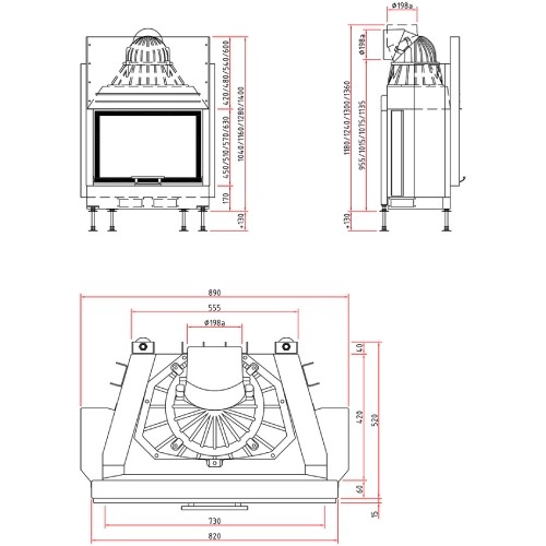 Aperçu: Insert bois SCHMID Lina 73 h porte coulissante 9 kW