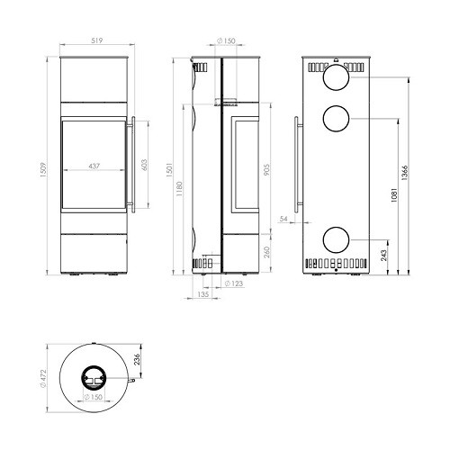 Aperçu: Poêle à bois Olsberg Pular PowerBloc! Compact 5 kW étanche