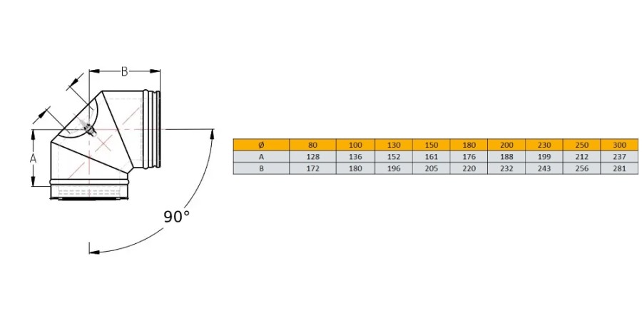 Aperçu: Coude 90° avec ouverture de nettoyage, plat - double paroi - Schiedel ICS