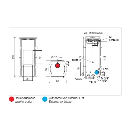 Aperçu: Poêle à bois Edilkamin Flamma 14 CS 14,2 kW hydro