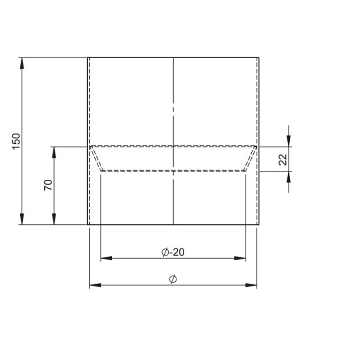 Aperçu: Conduit poêle à bois - Elément droit 150 mm anti anneau de purge - noir - Tecnovis TEC-Stahl