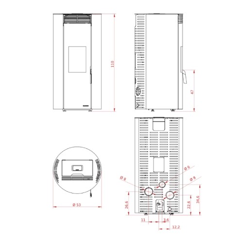 Aperçu: Poêle à granulés Palazzetti Ecofire Emily TC 9 kW