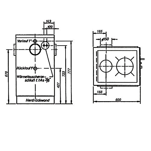 Aperçu: Cuisinière à bois Wamsler K 158 | 22 kW Hydro