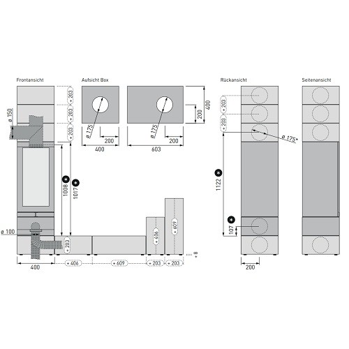 Aperçu: Poêle à bois Skantherm Brennkammer Elements 400 Front 5kW