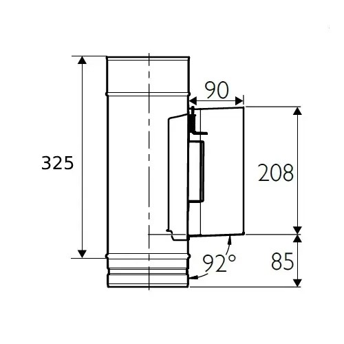 Aperçu: Raccordement porte de nettoyage carrée avec barrière anti-condensation - simple paroi - Schiedel PRIMA PLUS