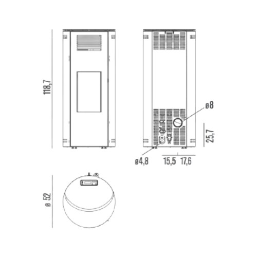 Aperçu: Poêle à granulés RED Minta Air 8 S2 8,1 kW