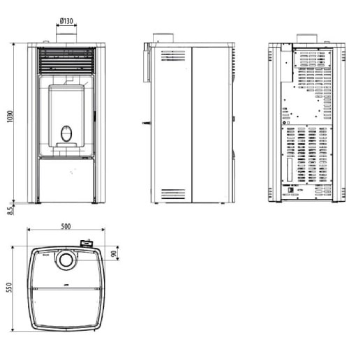 Aperçu: Poêle à granulés MCZ EGO Air 8 XUP! M2+ 8,1 kW