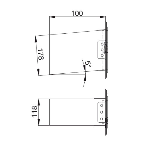 Aperçu: Porte de ramonage en acier inoxydable avec support coulissant mm L=100 mm, incliné - simple paroi - Reuter EW-BLUE