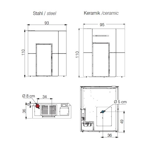 Aperçu: Poêle à granulés Edilkamin Blade H 15 | 15,3 kW Hydro