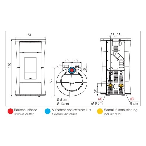 Aperçu: Poêle à granulés Edilkamin Cherie 9 Evo Air Tight C 9 kW