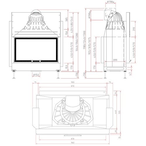 Aperçu: Insert bois SCHMID Lina TV 87 h/s porte coulissante/porte pivotante 10 kW