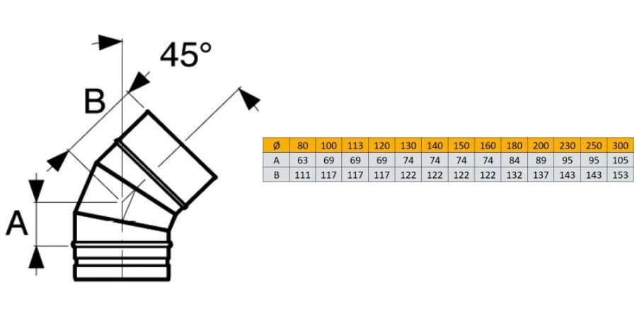 Aperçu: Coude 45° - simple paroi - Schiedel PRIMA PLUS