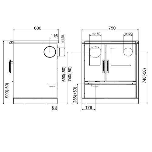 Aperçu: Cuisinière à bois Wamsler W1-75 | 8 kW