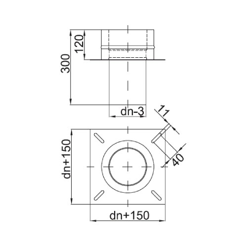 Aperçu: Plaque d’adaptation avec insert rond - double paroi - Reuter DW-BLUE