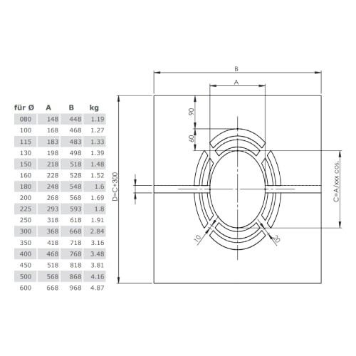 Aperçu: Plaque de finition pour ventilation arrière, en 2 parties 1-65° - Tecnovis TEC-DW-CLASSIC et TEC-DW-SILVER