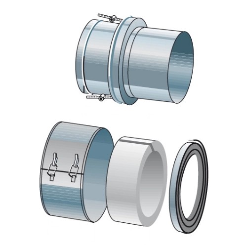 Raccordement en V de EW Extrémité enfichable lisse sur DW-Alkon (dans le sens de l'évacuation des fumées) - double paroi - Raab DW-Alkon