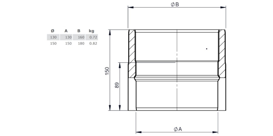 Aperçu: Elément droit 150 mm gris - Conduit poêle à bois - double paroi - Tecnovis TEC-Protect