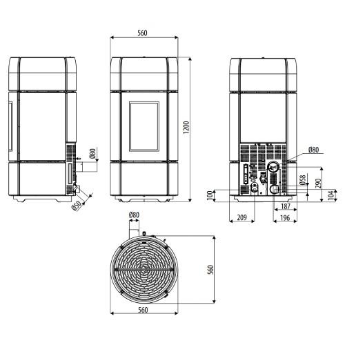 Aperçu: Poêle à granulés MCZ CURVE Comfort Air 8 M1 8,1 kW