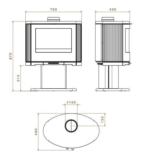 Aperçu: Poêle à bois Dovre Bow/P 9 kW