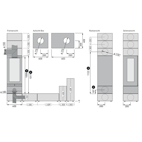 Aperçu: Poêle à bois Skantherm Brennkammer Elements 400 3S 7kW