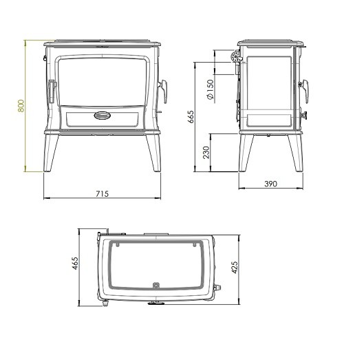 Aperçu: Poêle à bois Dovre Tai 55 MD 11 kW