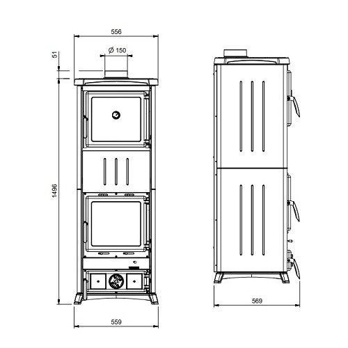 Aperçu: Poêle à bois La Nordica Nova Forno - Steel 11,8 kW