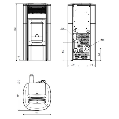 Aperçu: Poêle à granulés MCZ CLUB Absolute Hydromatic 24 M2+ 24,2 kW