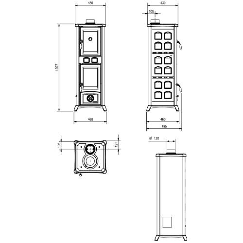 Aperçu: Poêle à bois La Nordica Gemma Forno 5.0 - Petra 7,3 kW Avec compartiment de cuisson