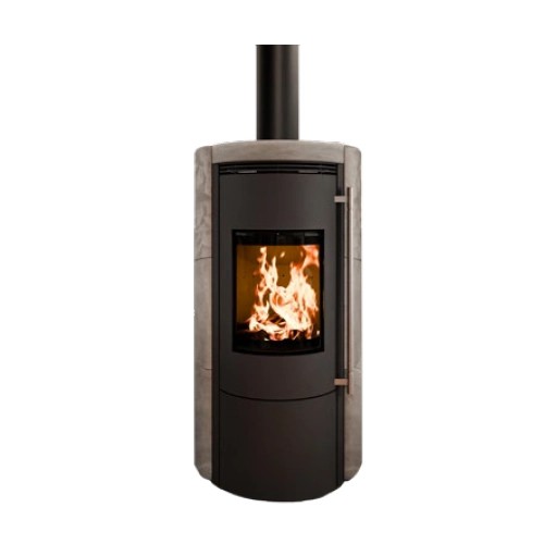 Poêle à bois Haas & Sohn UPPSALA IV HSC speckstein 6 kW avec un compartiment pour ranger le bois