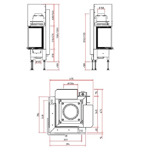 Aperçu: Insert bois SCHMID Ekko 34(34) h porte coulissante 7 kW