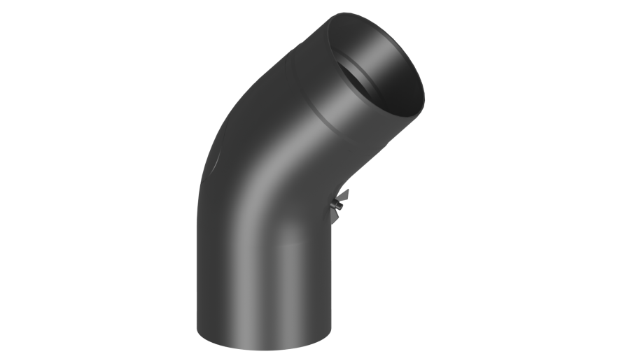 Ofenrohr - Vollformbogen 45° mit Tür - Durchmesser: 150 mm schwarz - Jeremias Ferro-Lux
