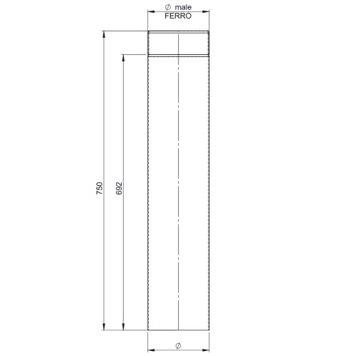 Aperçu: Conduit poêle à bois - Elément droit 750 mm - gris - Tecnovis TEC-Stahl